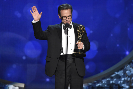 EXCLUSIVE - Peter Scolari accepts the award for outstanding guest actor in a comedy series for Girls during night one of the Television Academy's 2016 Creative Arts Emmy Awards at the Microsoft Theater on Saturday, Sept. 10, 2016 in Los Angeles. (Photo by Phil McCarten/Invision for the Television Academy/AP Images)
