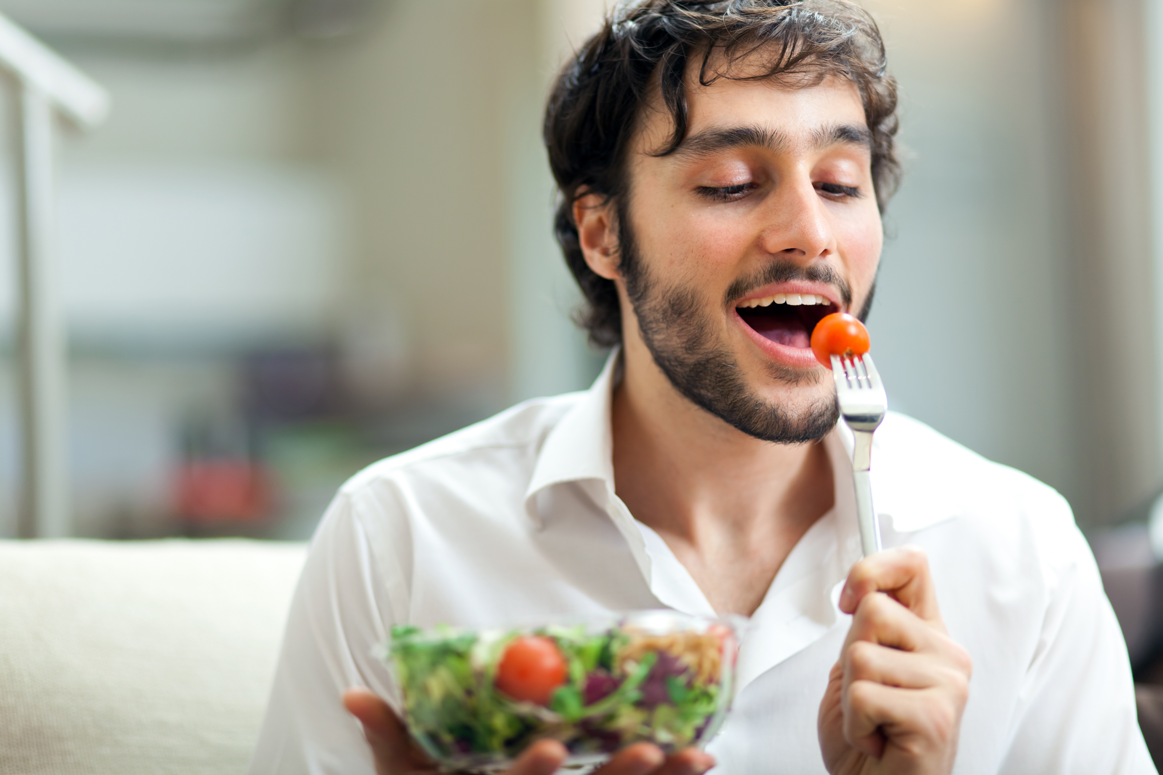 Hasil gambar untuk man eating healthy food